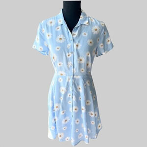 NWT Forever  21 Light Blue Daisy Open Back Button Down Shirt Dress